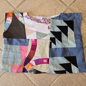 Upcycled Vtg Quilt-top Cropped Top L-XL Handmade Dont Throw It Out